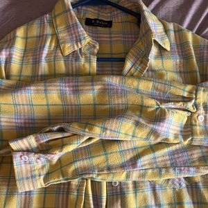 Blue yellow Button down long sleeve shirt